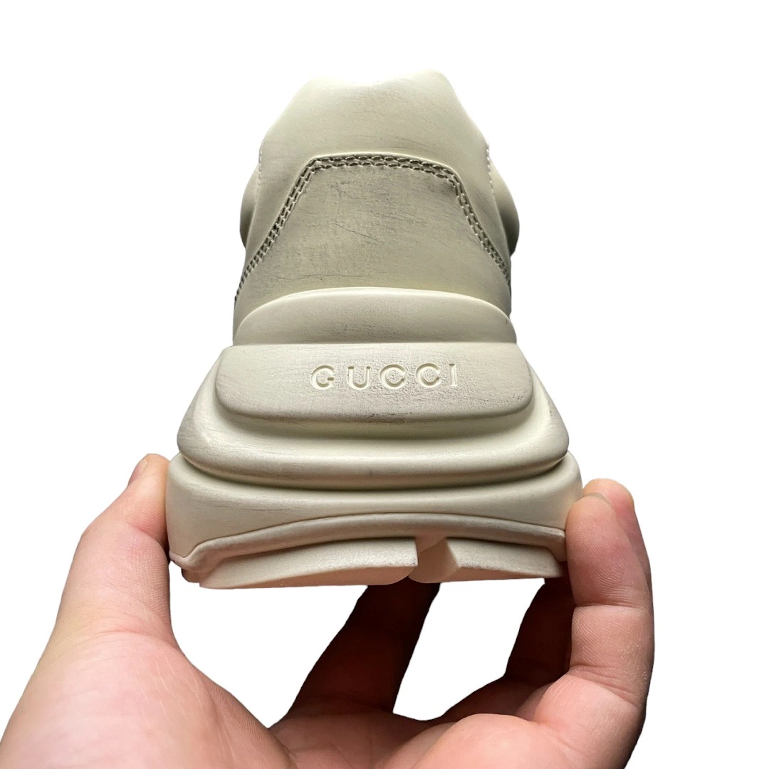 Gucci Rhython Distressed Leather Sneaker Ivory、mysite、Cacoeks