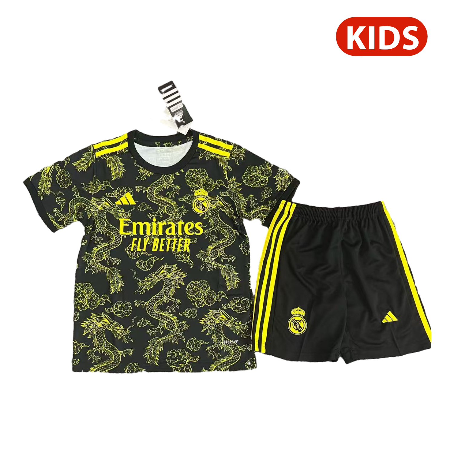 UltraTrikot-Real Madrid 25-26 Yellow Dragon Yellow Logo Black Special Kids Kit