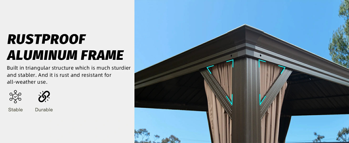 Domi Outdoor Living hardtop gazebo brown