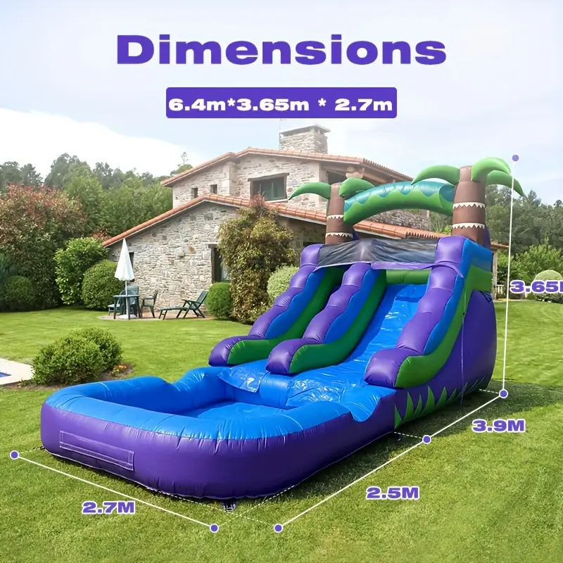21ft blue purple pvc commercial grade water slide inflatable with for kids adult outdoor summer party water play details 5