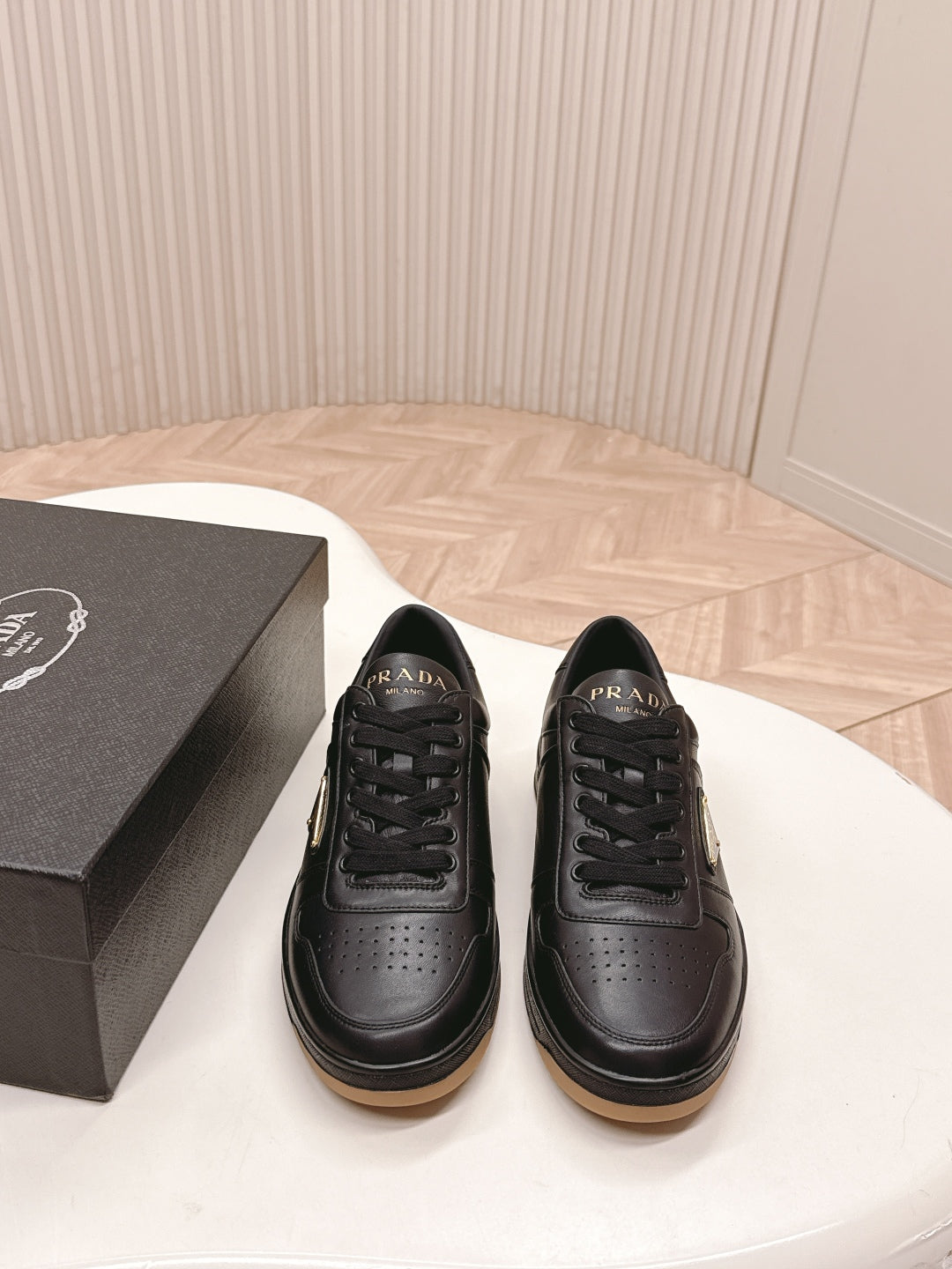 PRADA 25S DOWNTOWN SNEAKERS IN BLACK CALFSKIN、mysite、Cacoeks