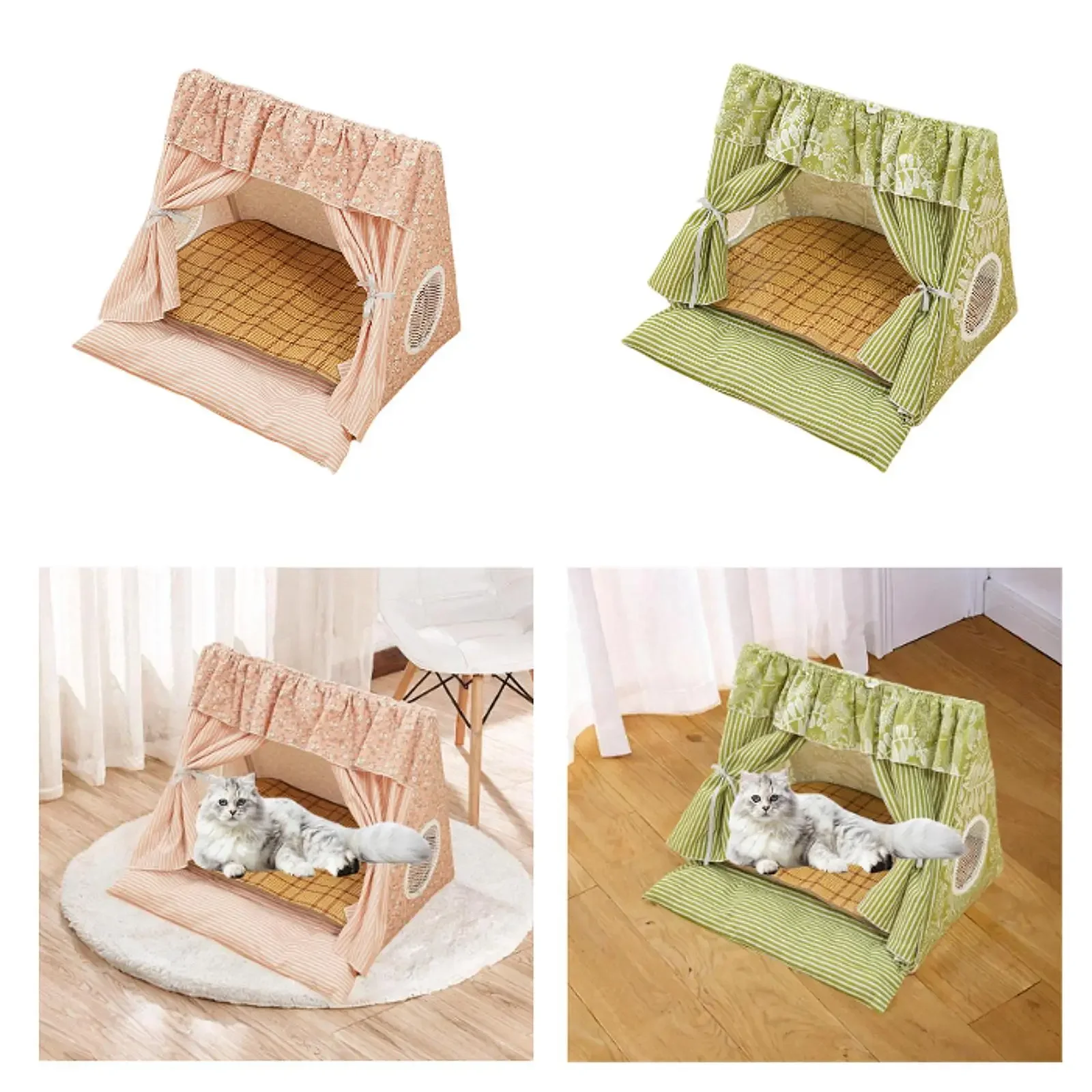 Cat Tent House Dog Tent Summer Cave Cute Nest, Washable Breathable Window Cat Bed Teepee for Cats Kitten