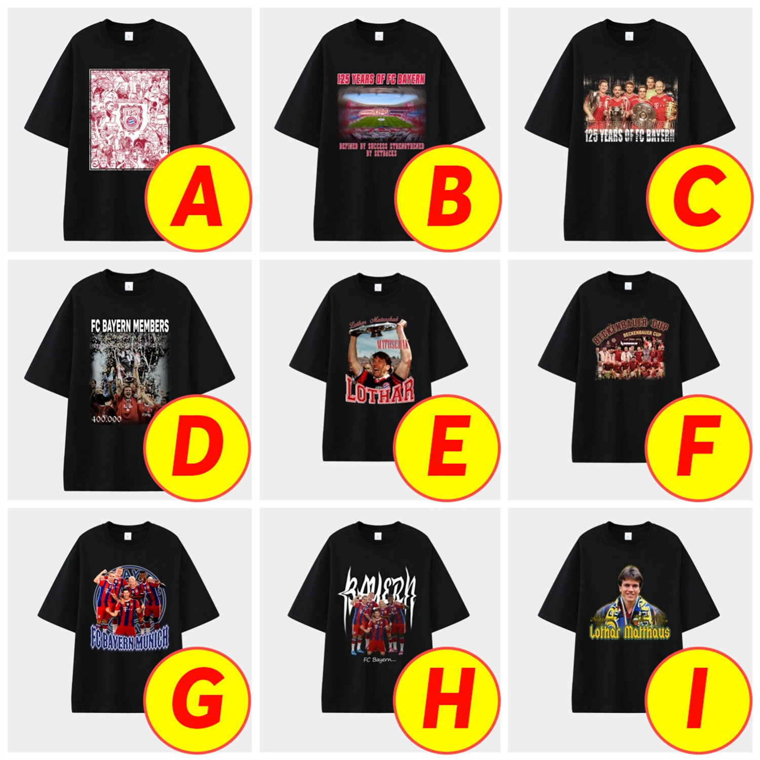 Unitedfootballkit.com | Bayern Munich 2025 125th Anniversary Memory Fragments Unisex Pure Cotton T-shirt -Customize Name, Number and Patch | Worldwide Shipping