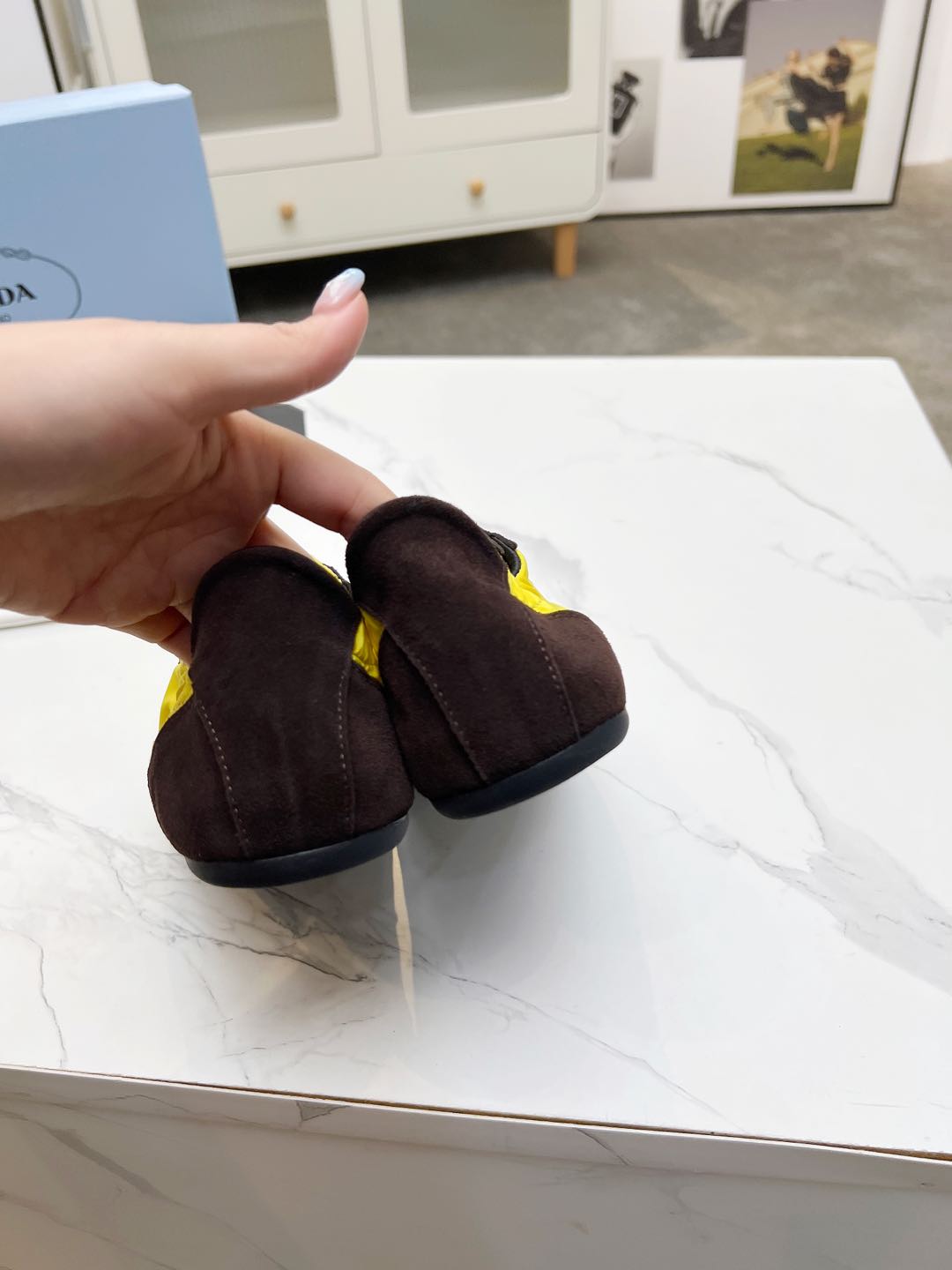 COLLAPSE SNEAKERS IN CHOCOLATE SUEDE AND YELLOW NYLON、mysite、Cacoeks