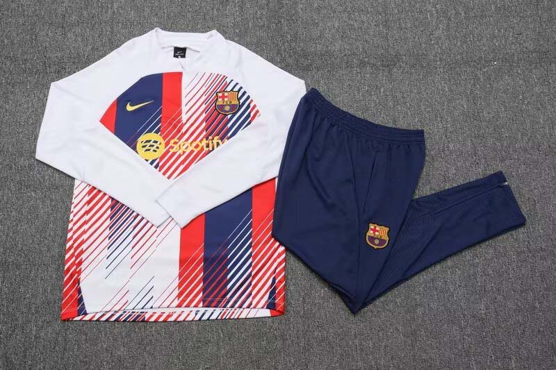 2023/2024 Barcelona Special Edition Half-Pull Training Suit White Jersey Set:football jersey mysite: unitedjerseyfootball 邓江浪:football