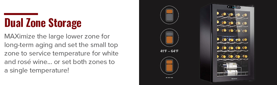 maximize the large lower zone for long-term aging and set the small top zone to service temperature