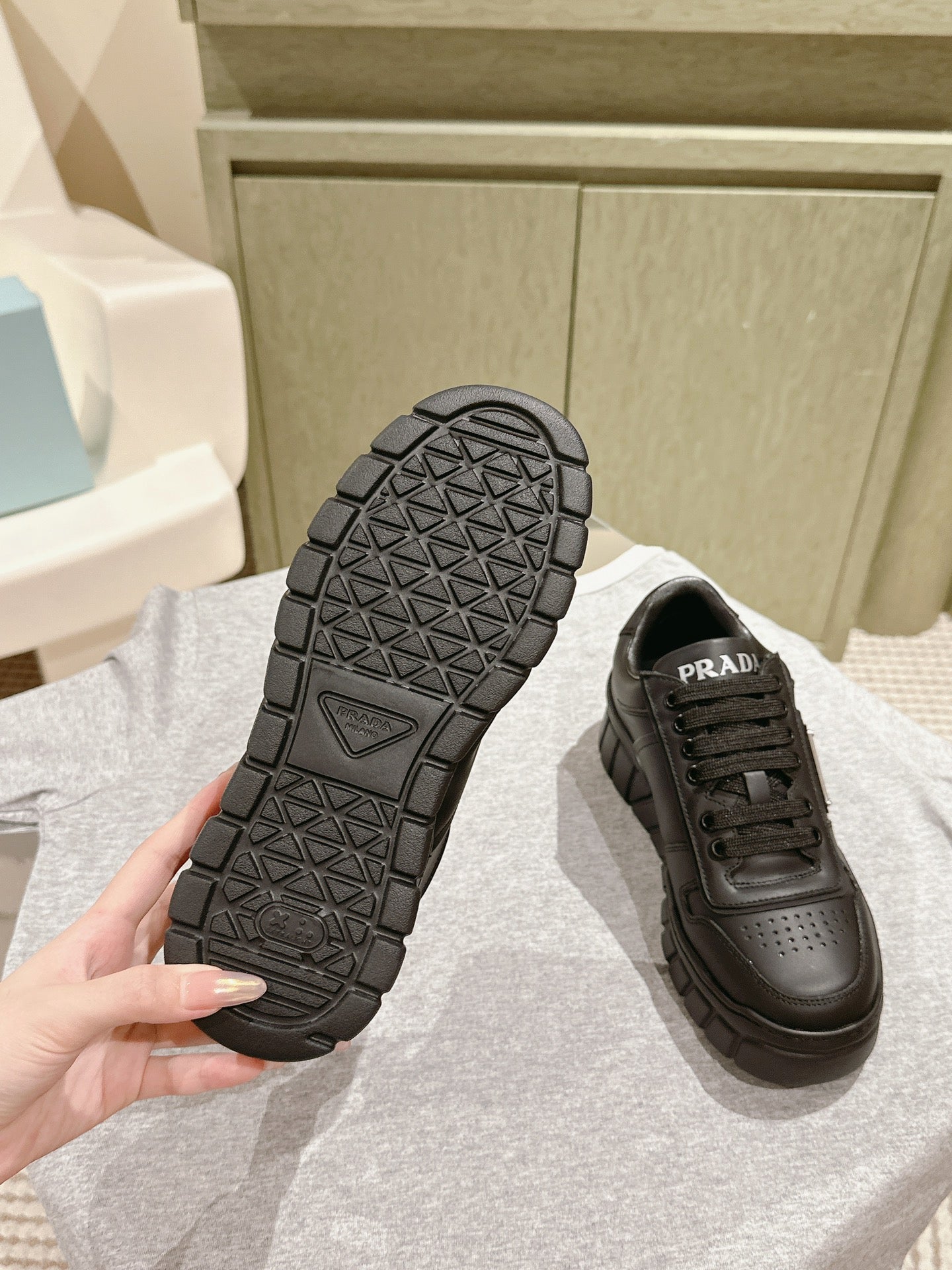 PRA FLATFORM SNEAKERS BLACK CALFSKIN、mysite、Cacoeks