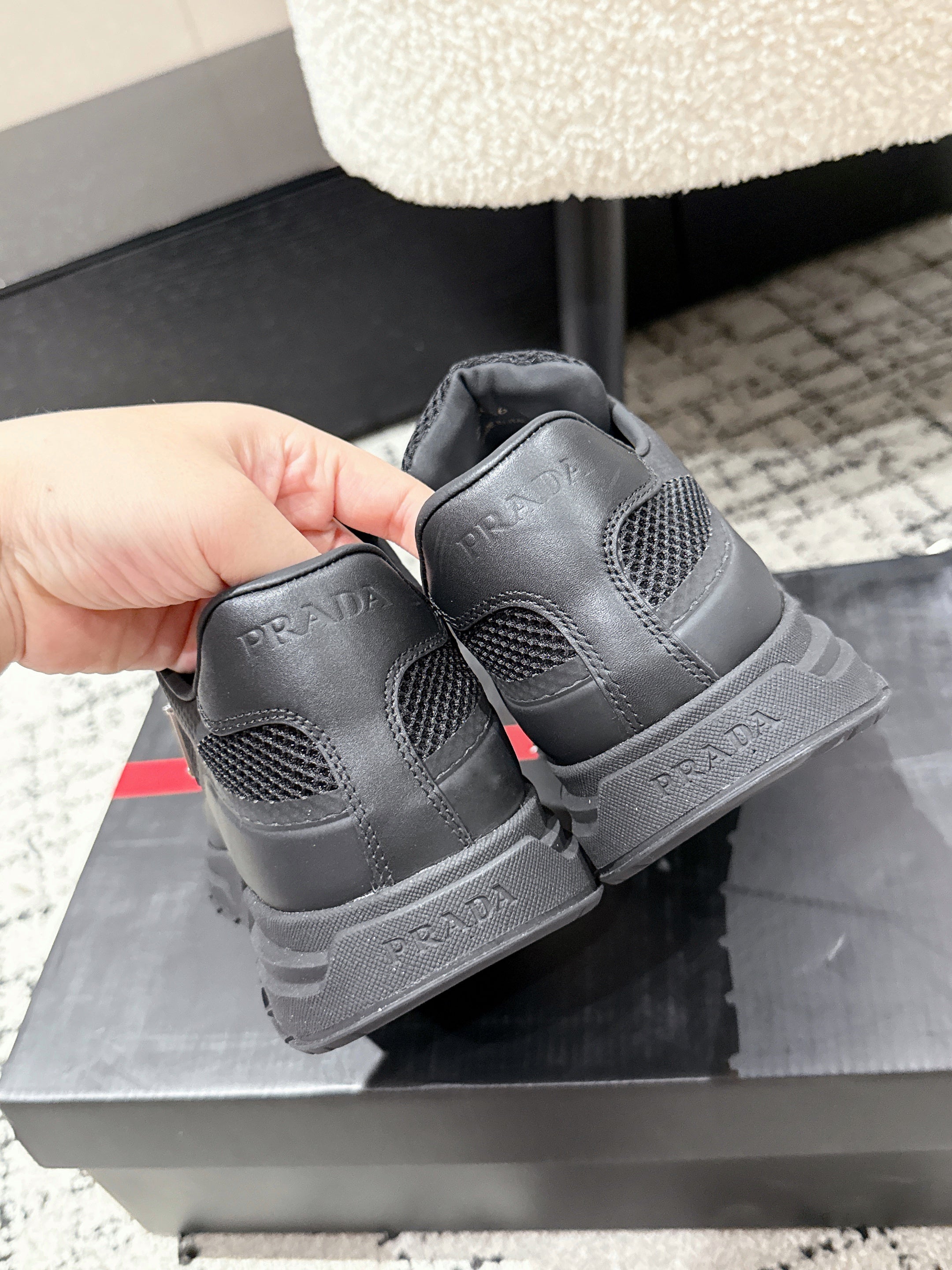 PRADA 25S MEN SNEAKERS IN BLACK CANVAS、mysite、Cacoeks