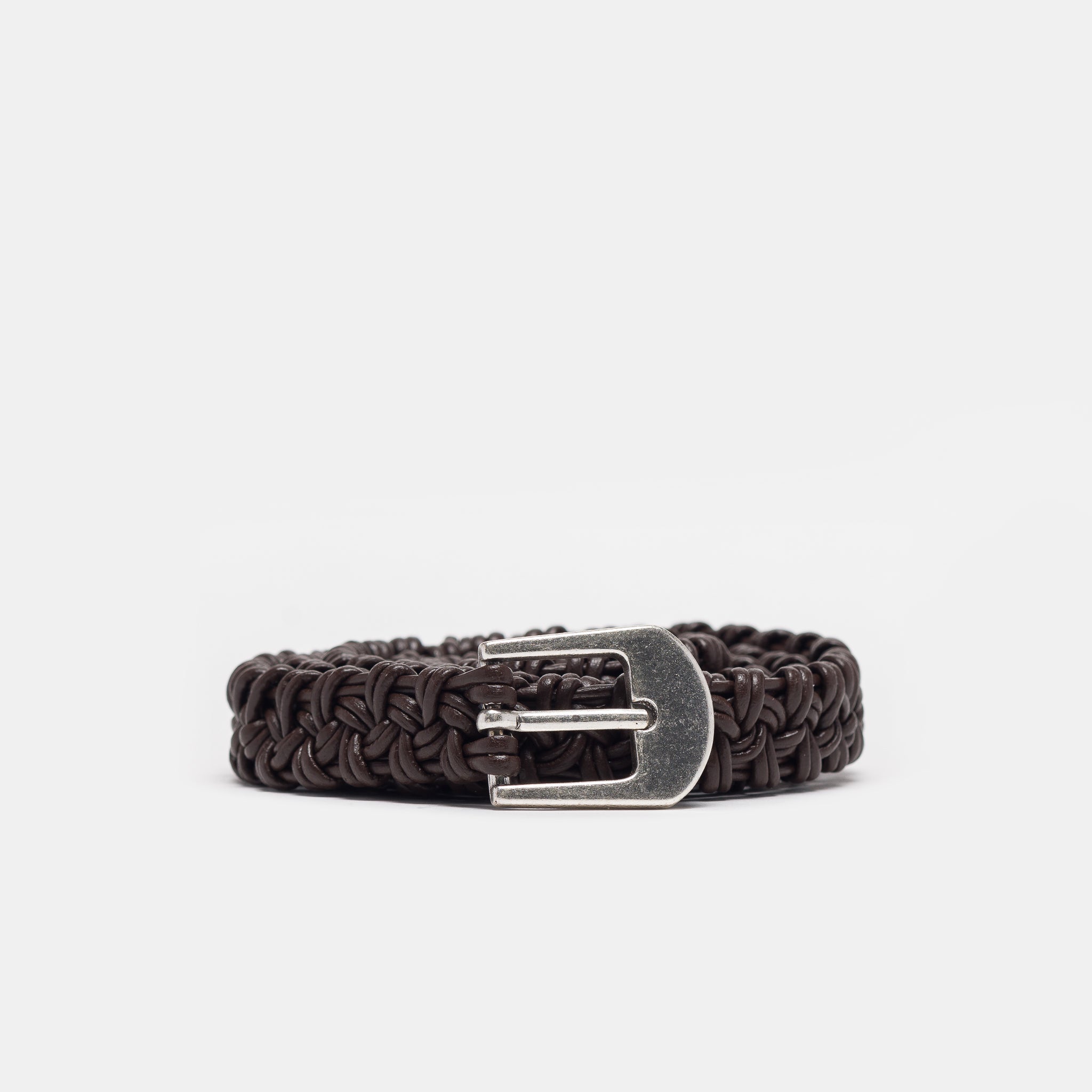 Hand-Braided Leather Belt in Chocolate Brown
