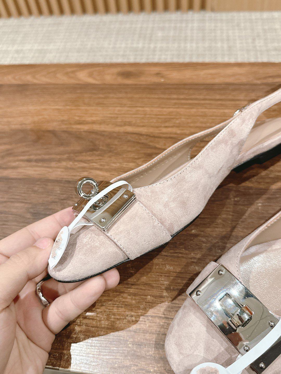 Innocente Slingback Suede Goatskin Light pink、mysite、Cacoeks