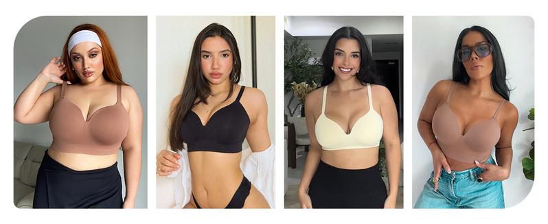 Wireless Push Up Bra for Women, Seamless Comfort Bralettes No Underwire Supportive Full Coverage Everyday Bras Women Push Up Bra  Comfortable Fabric Casual Womenswear Soft Adjustable Comfy Smooth