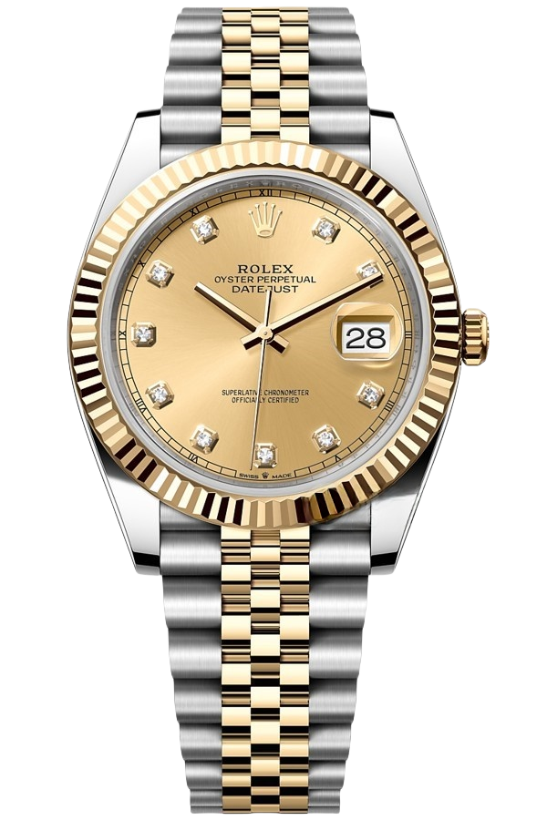 Rolex Datejust 41mm Super Clone Swiss Watch Two Tone Jubilee Bracelet Champagne Dial Ref M126333-0012-3235 Swiss Movement