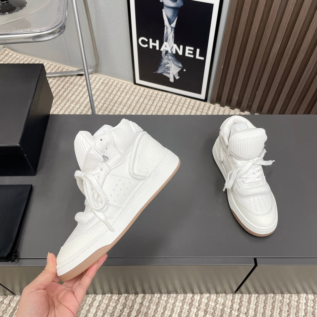 HIGH-TOP SNEAKERS IN WHITE CALFSKIN、mysite、Cacoeks