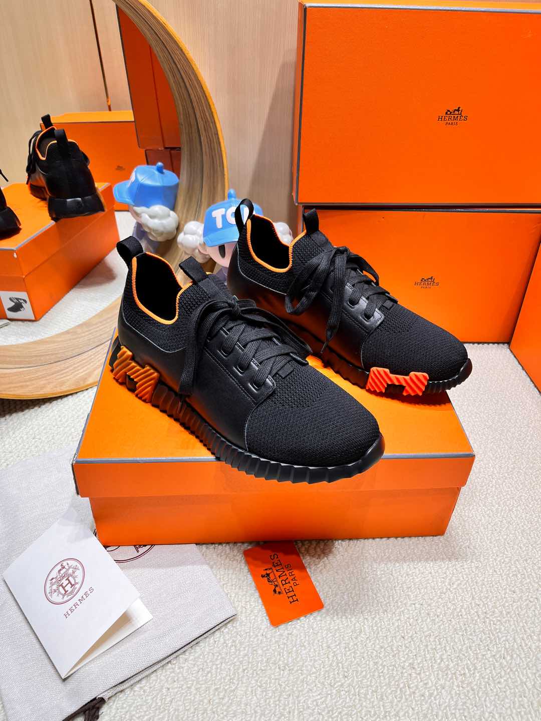 DEPART SLIP-ON SNEAKER IN BLACK KNIT AND CALFSKIN、mysite、Cacoeks