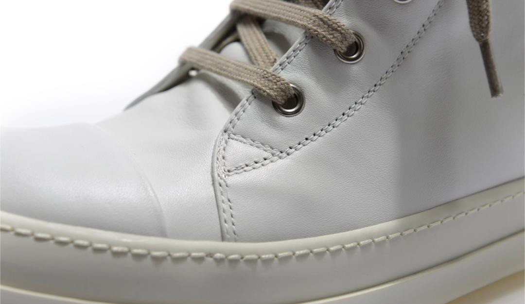 Rick Owens Leather High Top Sneaker in White Cream、mysite、Cacoeks