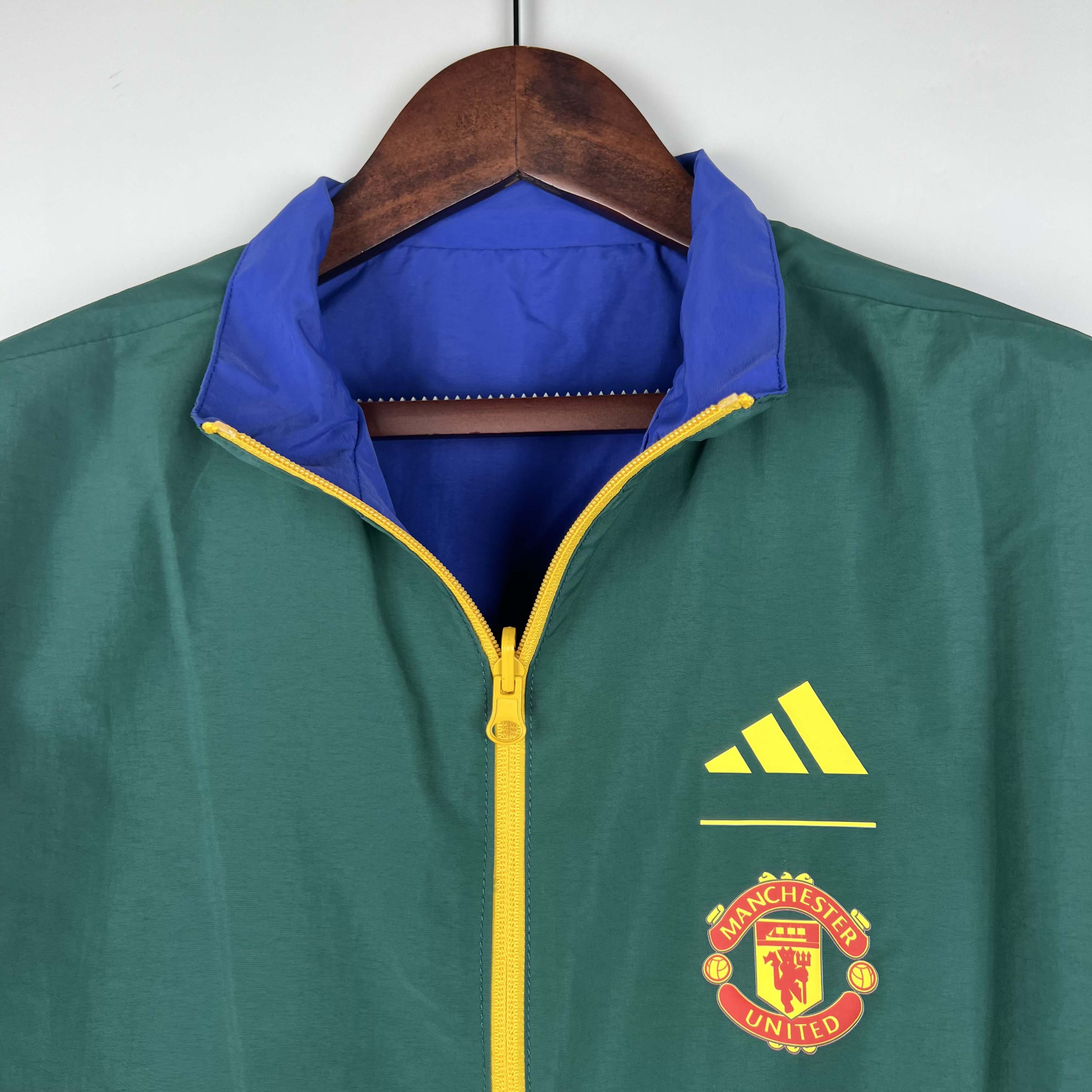 2023/2024 Manchester United Reversible Windbreaker(Blue-Green)Soccer Jersey 1:1 Thai Quality:football jersey mysite: unitedjerseyfootball 邓江浪:football
