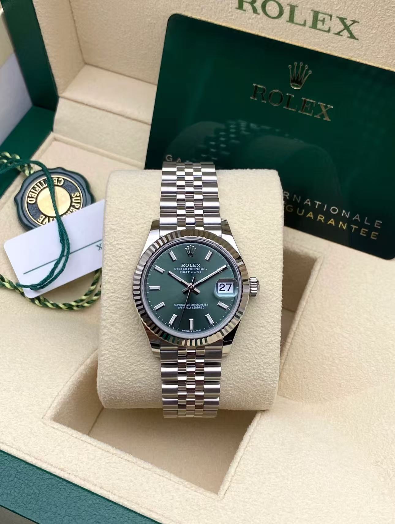 Rolex Datejust 36mm Super Clone Swiss Watch Stainless Steel Jubilee Bracelet Mint Green Dial Ref M278274-0018-2236 Swiss Movement