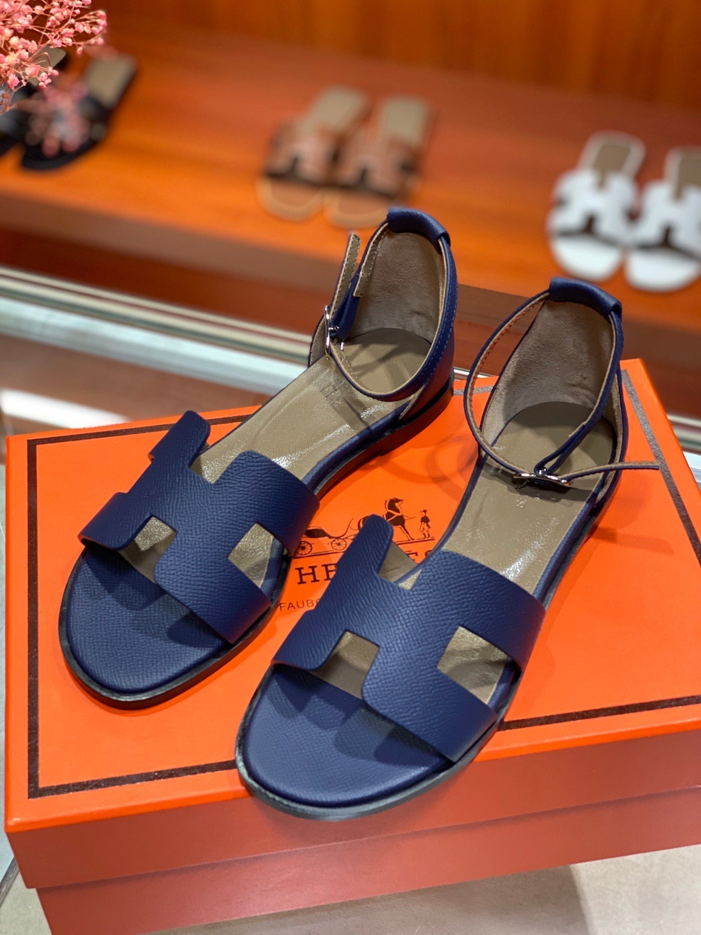 SANTORINI SANDAL NAVY CALFSKIN、mysite、Cacoeks