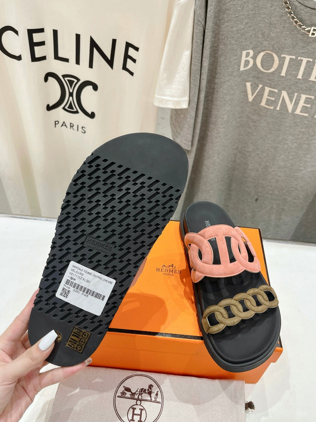 EXTRA SANDAL BLACK MIX PEACH MIX MOSS CALFSKIN、mysite、Cacoeks