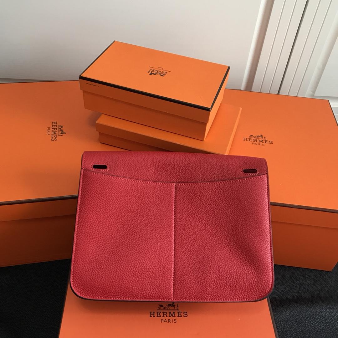 Hermes Halzan 31cm Swift Calfskin Bag Red