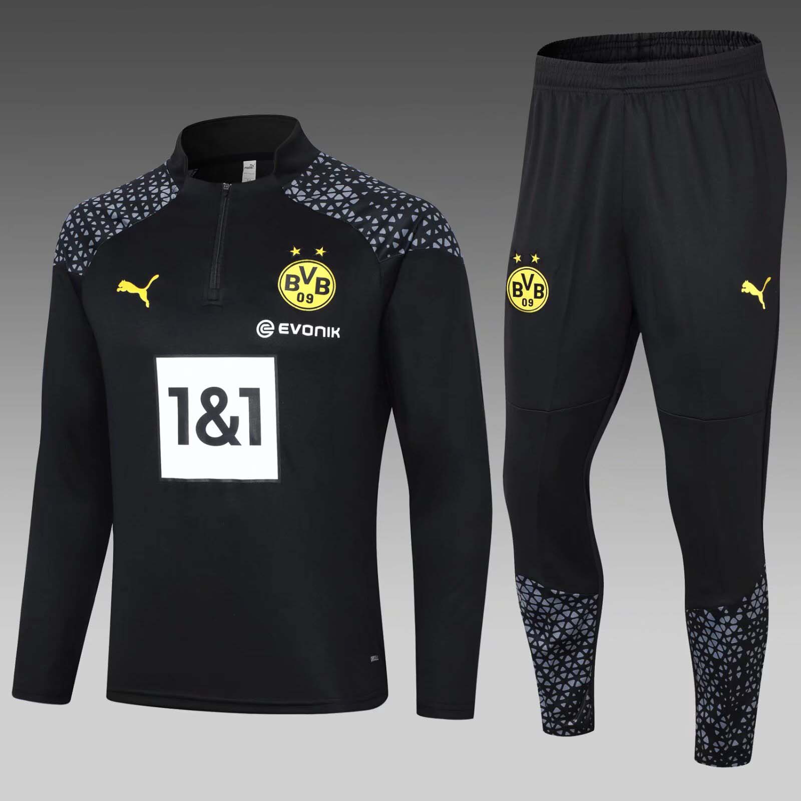 2023/2024 Dortmund Half-Pull Training Suit Black Football Shirt 1:1 Thai Quality Set:football jersey mysite: unitedjerseyfootball 邓江浪:football
