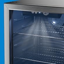 An empty Beverage Cooler with Super Bright LED Lights Inside