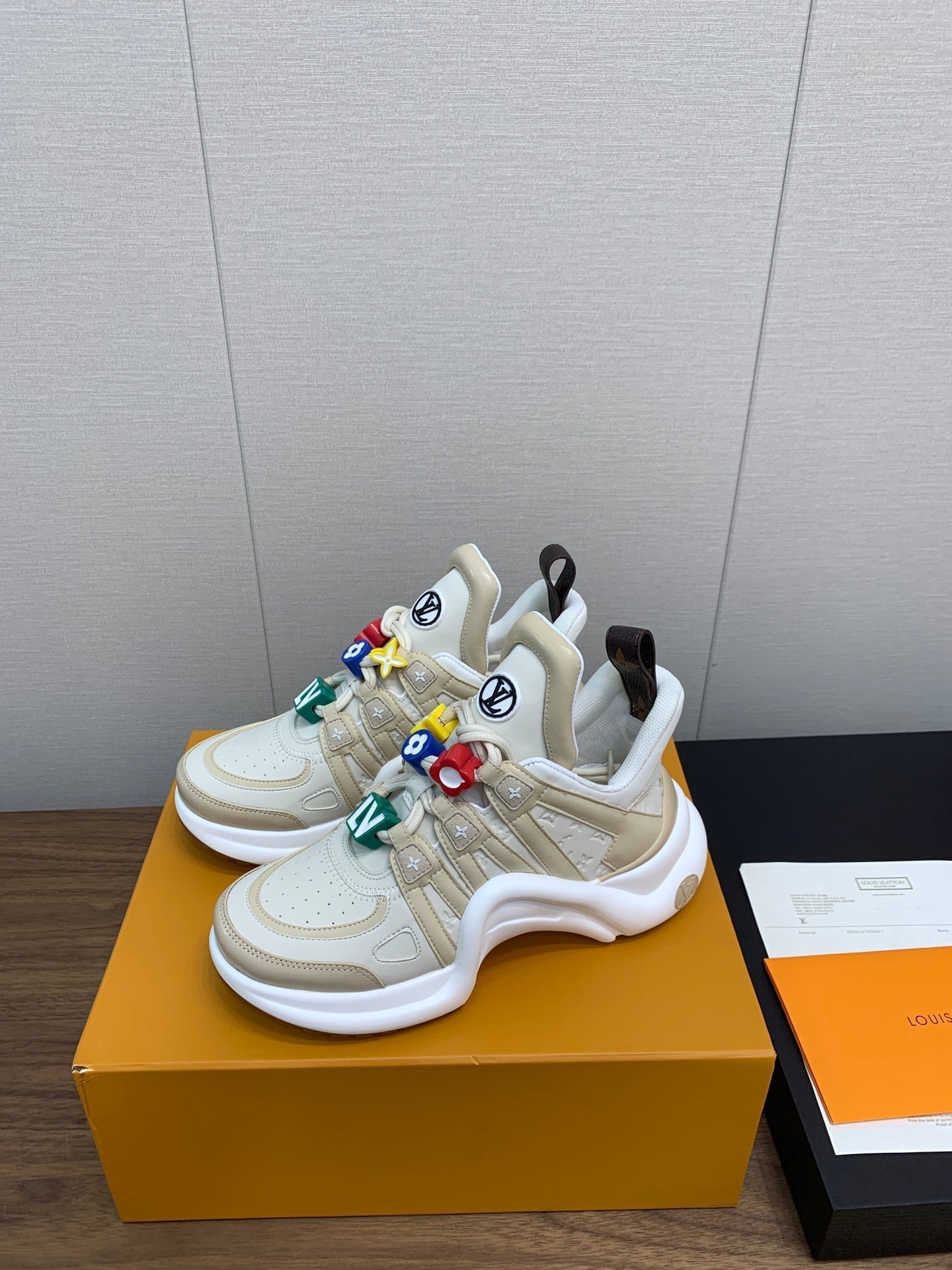 LV ARCHLIGHT SNEAKER BEIGE MIX CAMEL BROWN CALFSKIN、mysite、Cacoeks