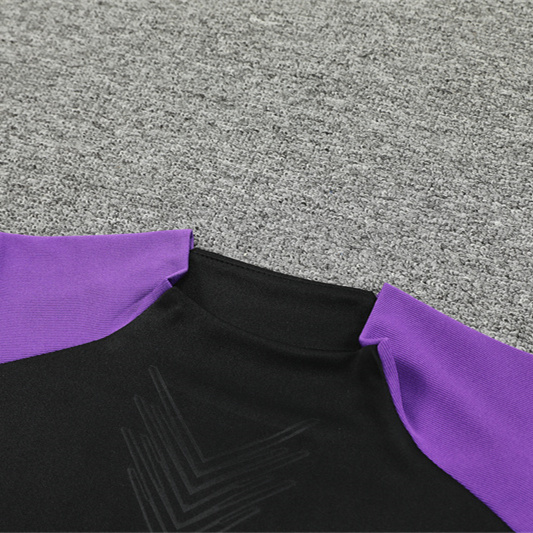 JerseysGala.com | Real Madrid 24-25 Long Sleeve Training Set - Player Version - Black and Purple -Customize Name, Number and Patch | Worldwide Shipping
