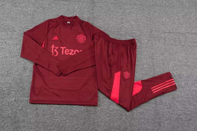 2023/2024 Manchester United Half-Pull Training Suit Purplish red Football Shirt 1:1 Thai Quality Set:football jersey mysite: unitedjerseyfootball 邓江浪:football