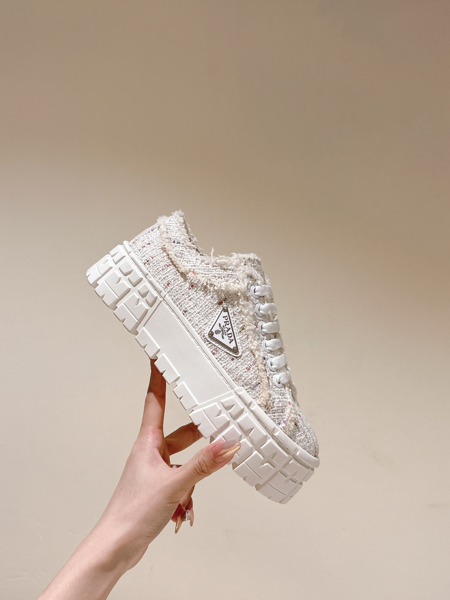 PRA DOUBLE WHEEL RE-NYLON GABARDINE SNEAKERS BEIGE FABRIC、mysite、Cacoeks