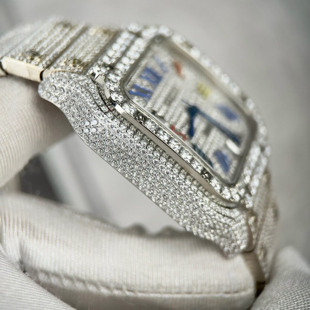 Đồng Hồ Cartier Santos Đính Full Đá Replica Cao Cấp (7)