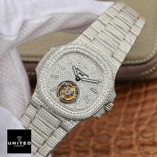 Patek Philippe Tourbillion 6980 White Diamond Iced Out Replica front view