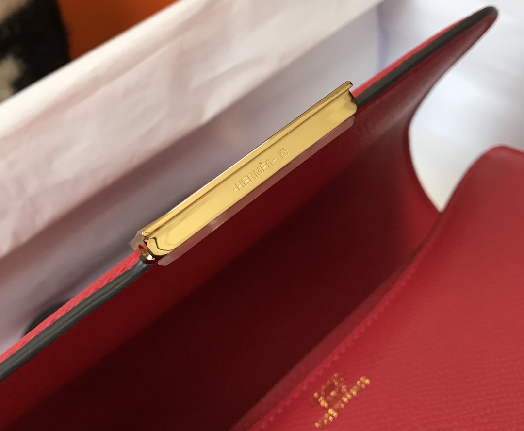 Replica Hermes Constance Bag Epsom Leather Red Wiht Gold 19cm and 23cm