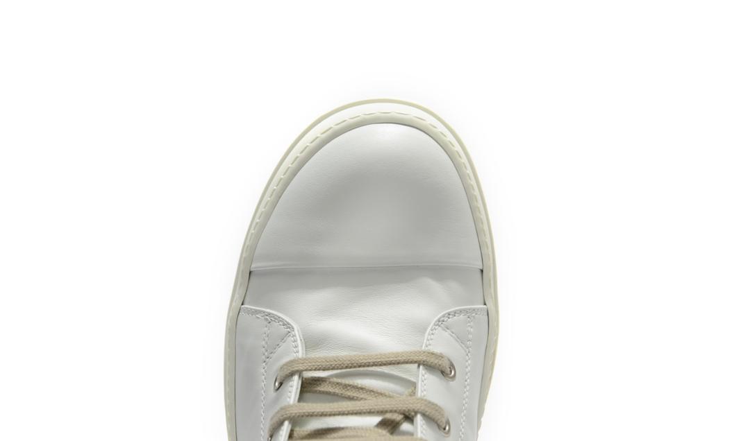 Rick Owens Leather High Top Sneaker in White Cream、mysite、Cacoeks