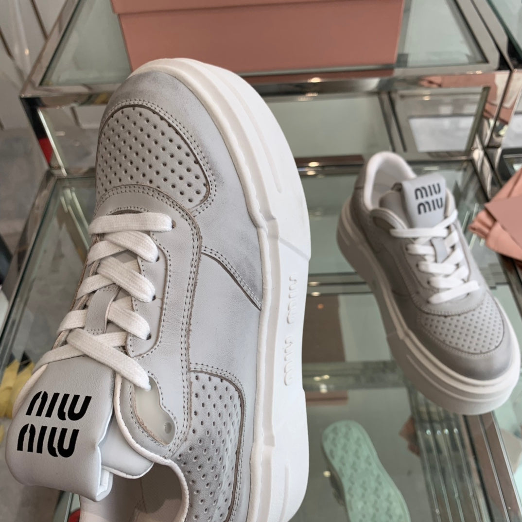 Sneakers Thick-soled Light Gray Cowhide、mysite、Cacoeks