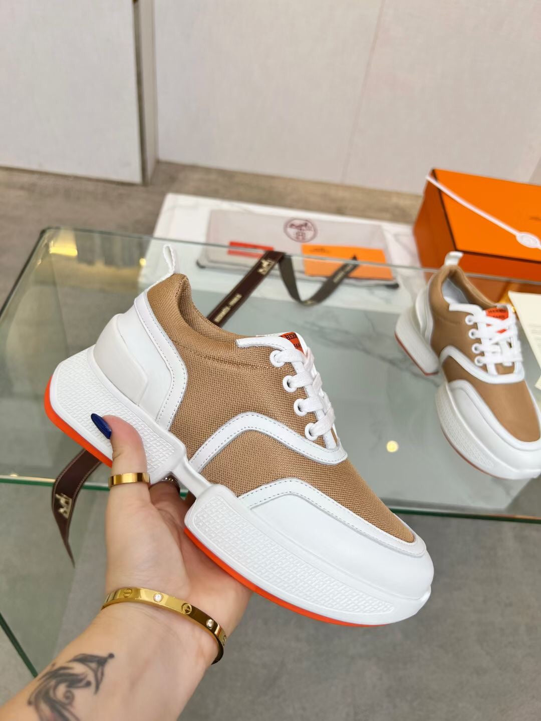 GIGA SNEAKER CARAMEL MIX WHITE CALFSKIN、mysite、Cacoeks