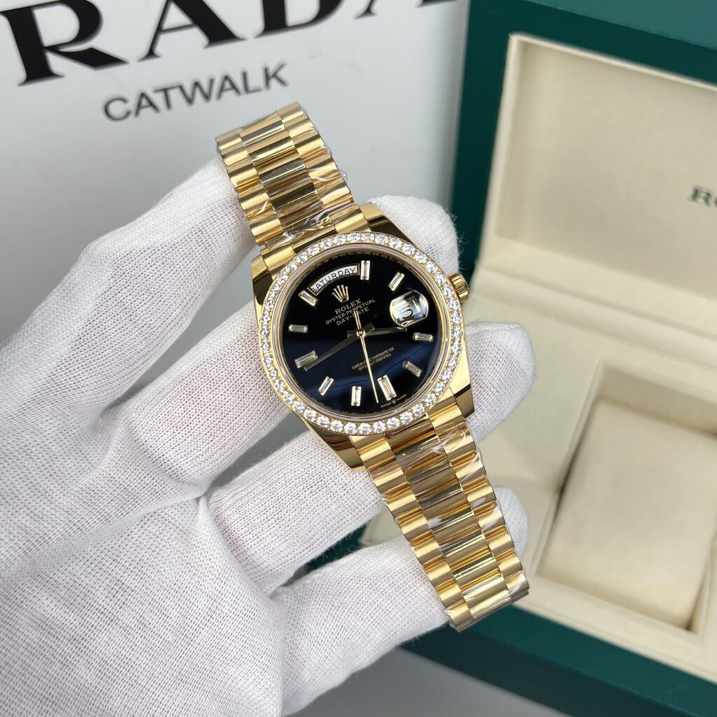 Đồng Hồ Rolex Day-Date Bọc Vàng 18K Mặt Số Đen GM V2 (1)
