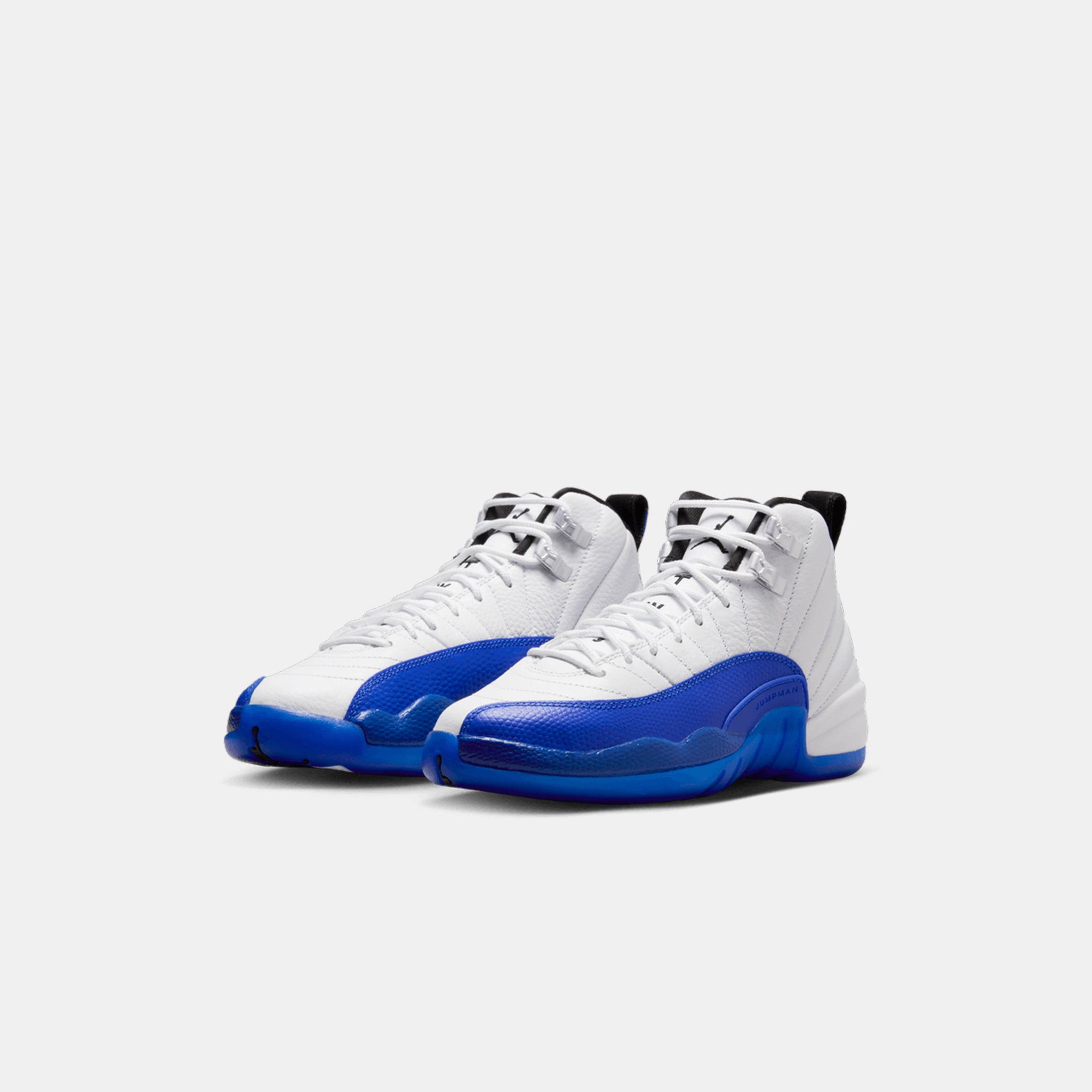 Air Jordan 12 Retro Big Kids Sneaker in White/Black/Game Royal