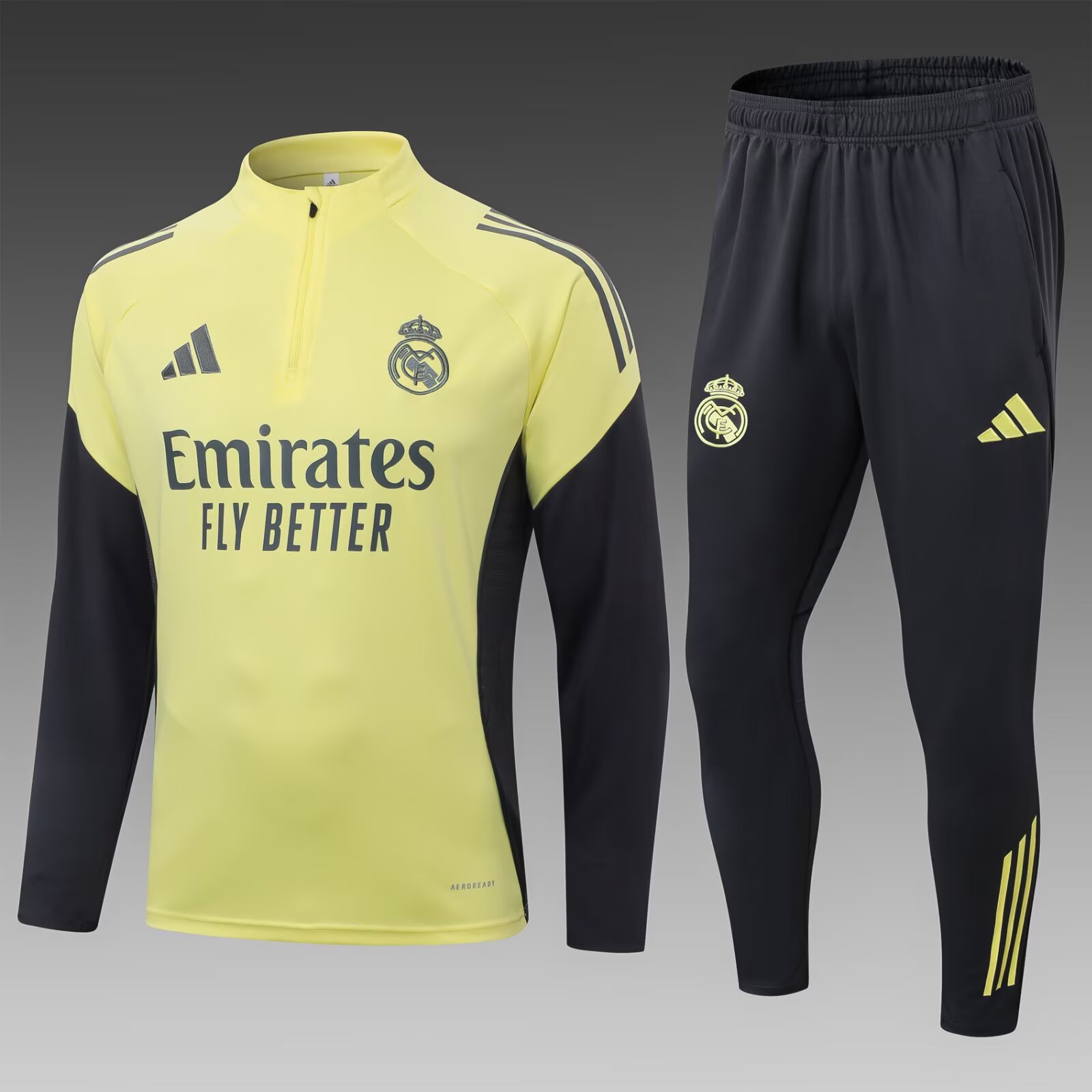 2025/2026 Real Madrid Half-Pull Training Suit Pale Yellow Football Shirt 1:1 Thai Quality Set:football jersey mysite: unitedjerseyfootball 邓江浪:football