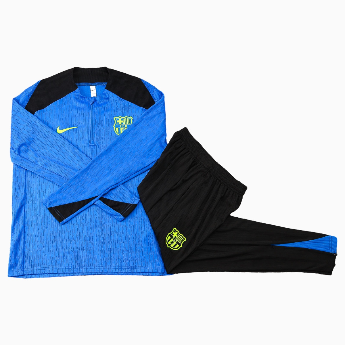 JerseysGala.com | Barcelona 24-25 Long Sleeve Training Set - Player Version - Blue Top and Black Pants -Customize Name, Number and Patch | Worldwide Shipping