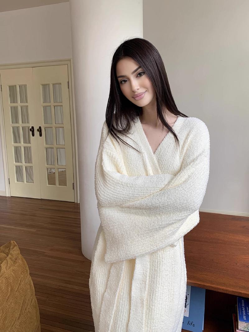 Women's Double-Sided Plush Robe｜Heavyweight Long Loungewear｜Warm Flannel Pajamas for Fall & Winter｜Soft, Cozy, and Wearable Indoors