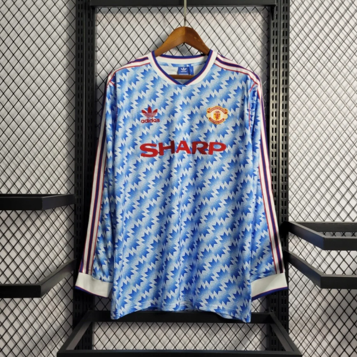 90/92 Retro Long Sleeve Manchester United Away Football Shirt-mysite Custom Football Kit- Nextkits
