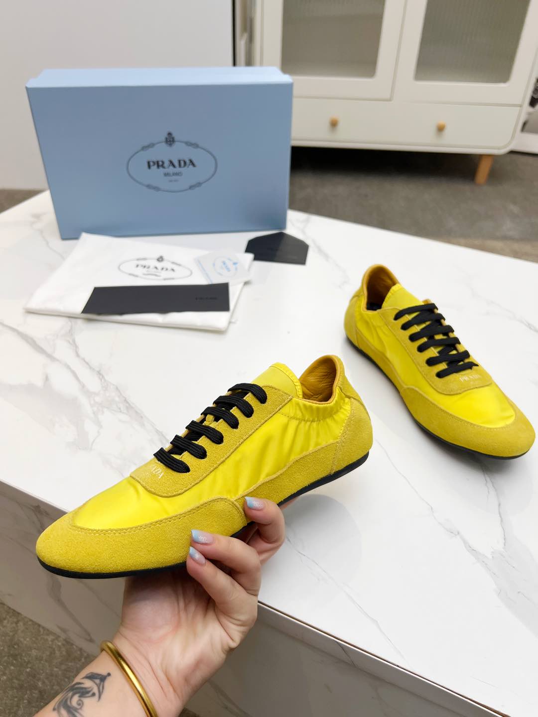 COLLAPSE SNEAKERS IN YELLOW SUEDE AND NYLON、mysite、Cacoeks