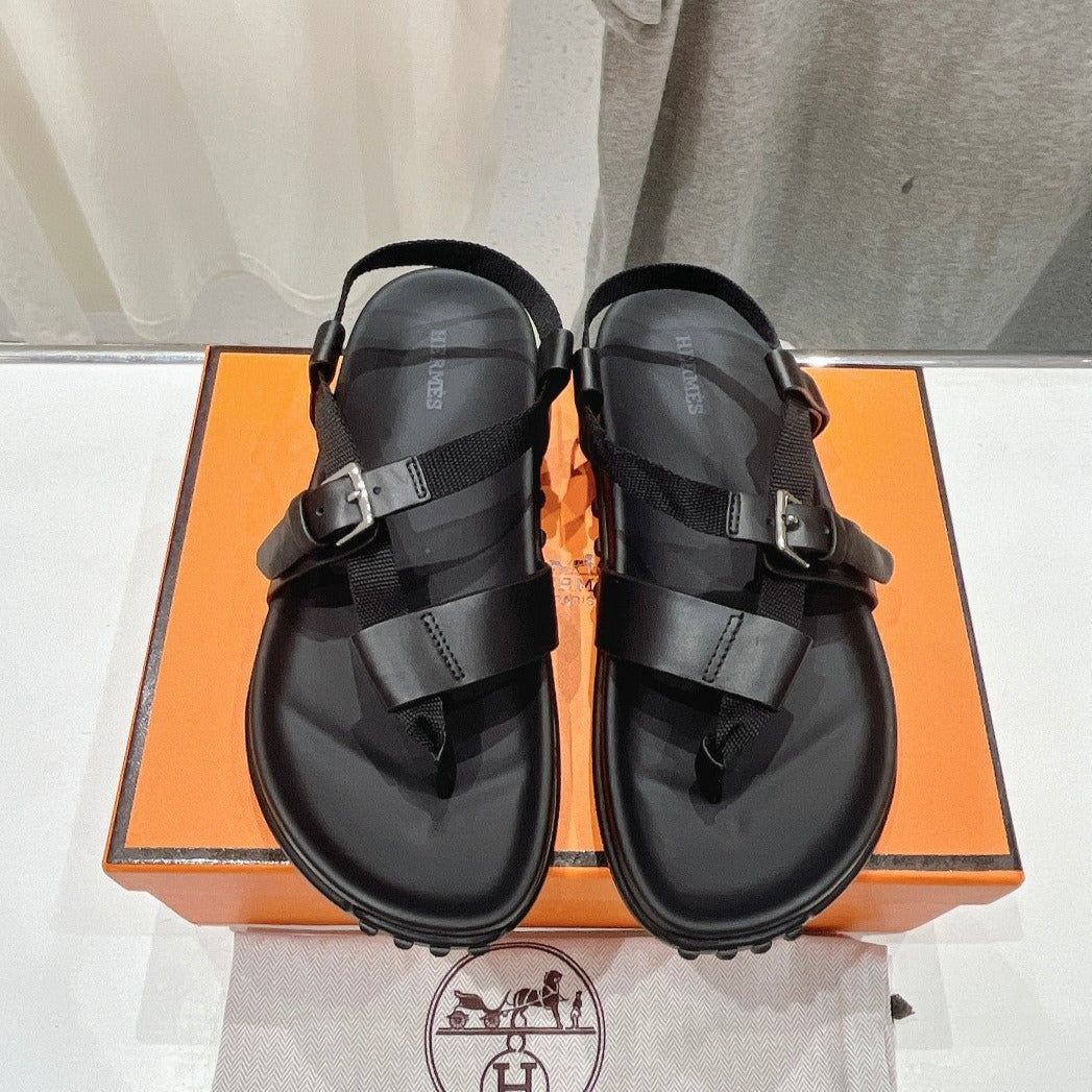 SANDAL BRAIDED 30 BLACK CALFSKIN、mysite、Cacoeks