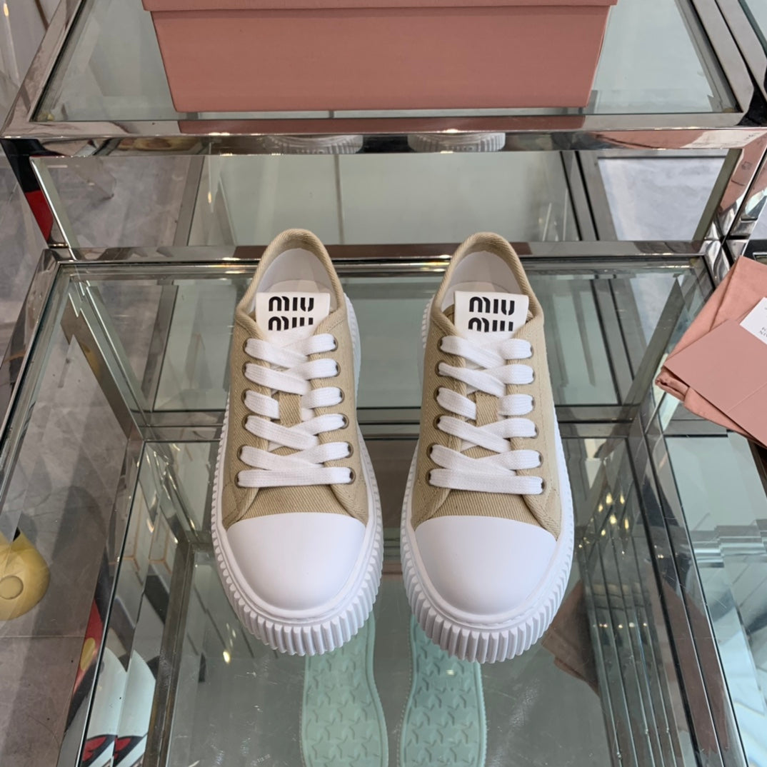 Sneakers High Sole Khaki And White Canvas、mysite、Cacoeks