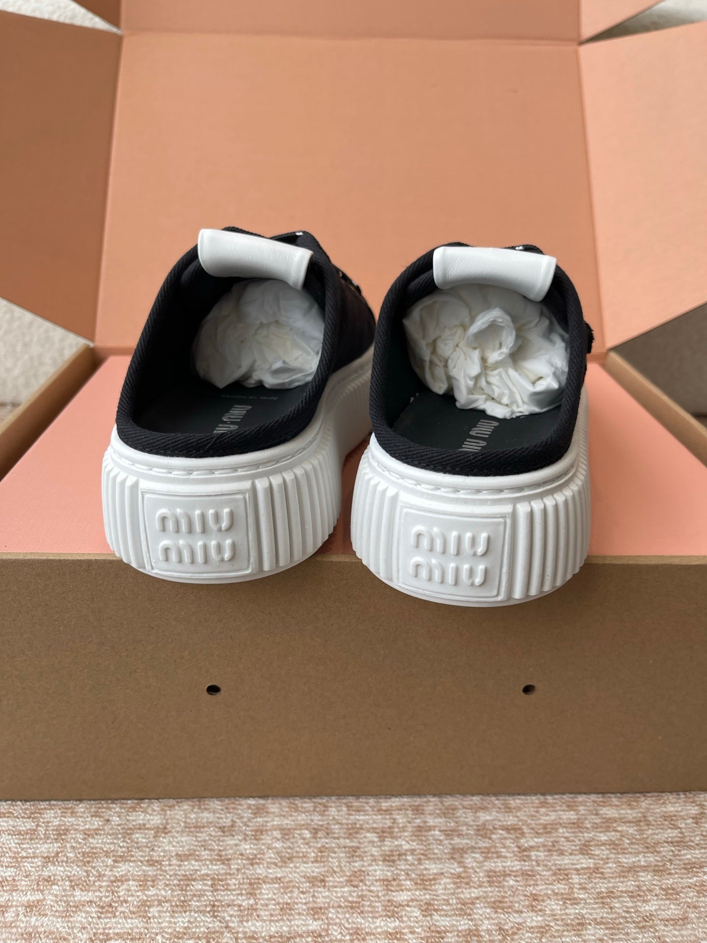 WASH SNEAKER MULES IN BLACK DENIM、mysite、Cacoeks