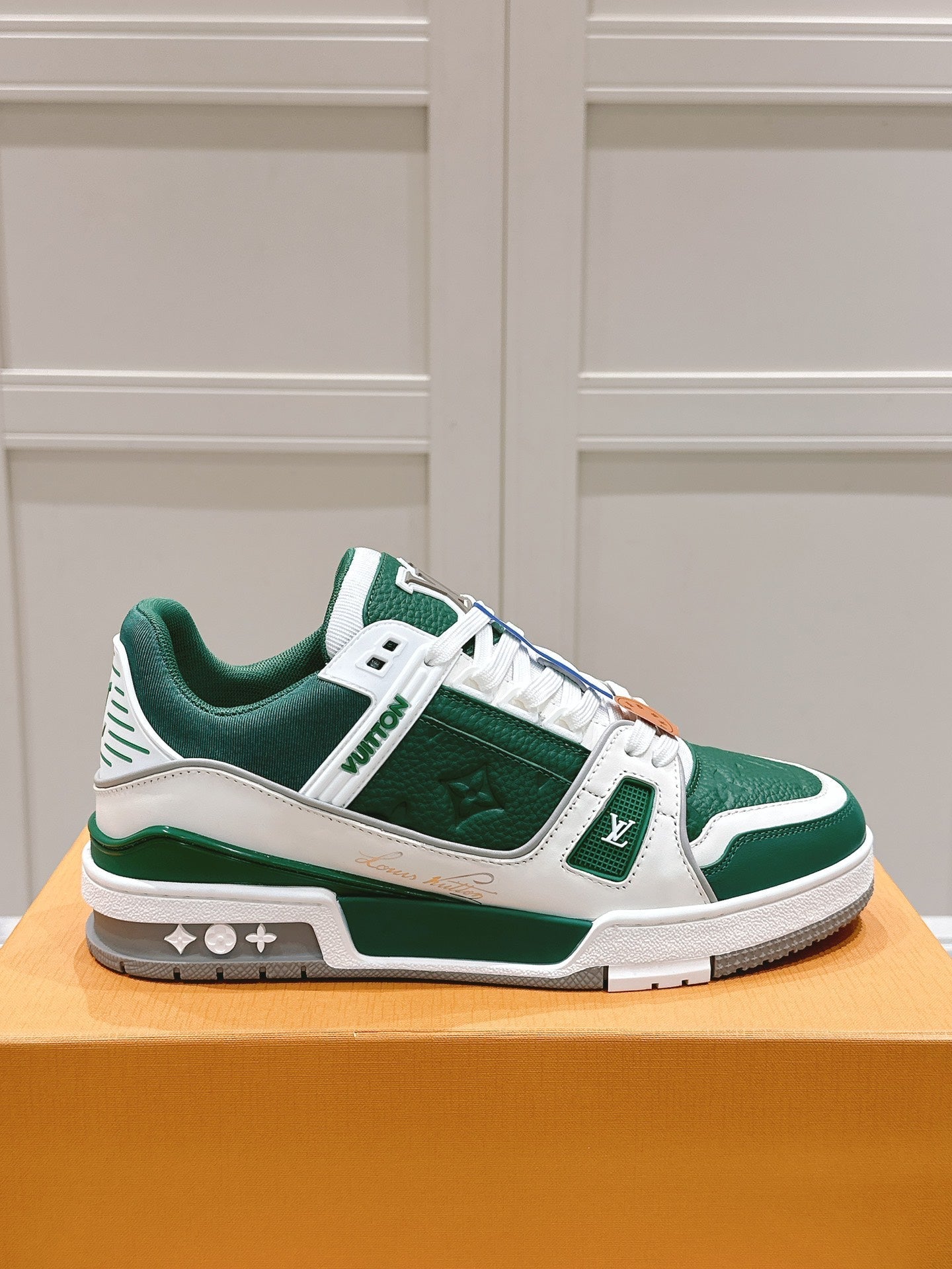 LV TRAINER SNEAKER IN BORNEO GREEN GRAINED CALFSKIN、mysite、Cacoeks