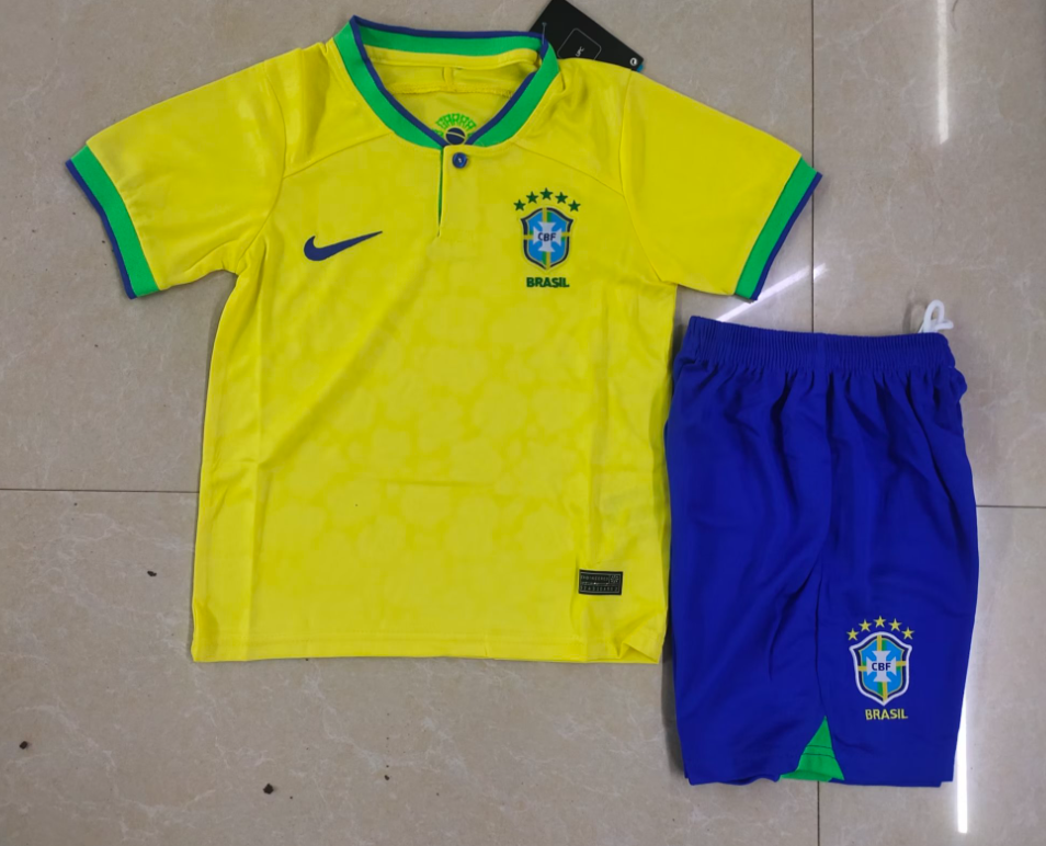 22/23 Brazil Home Football Shirt Kids Size Suit-mysite Custom Football Kit- Nextkits
