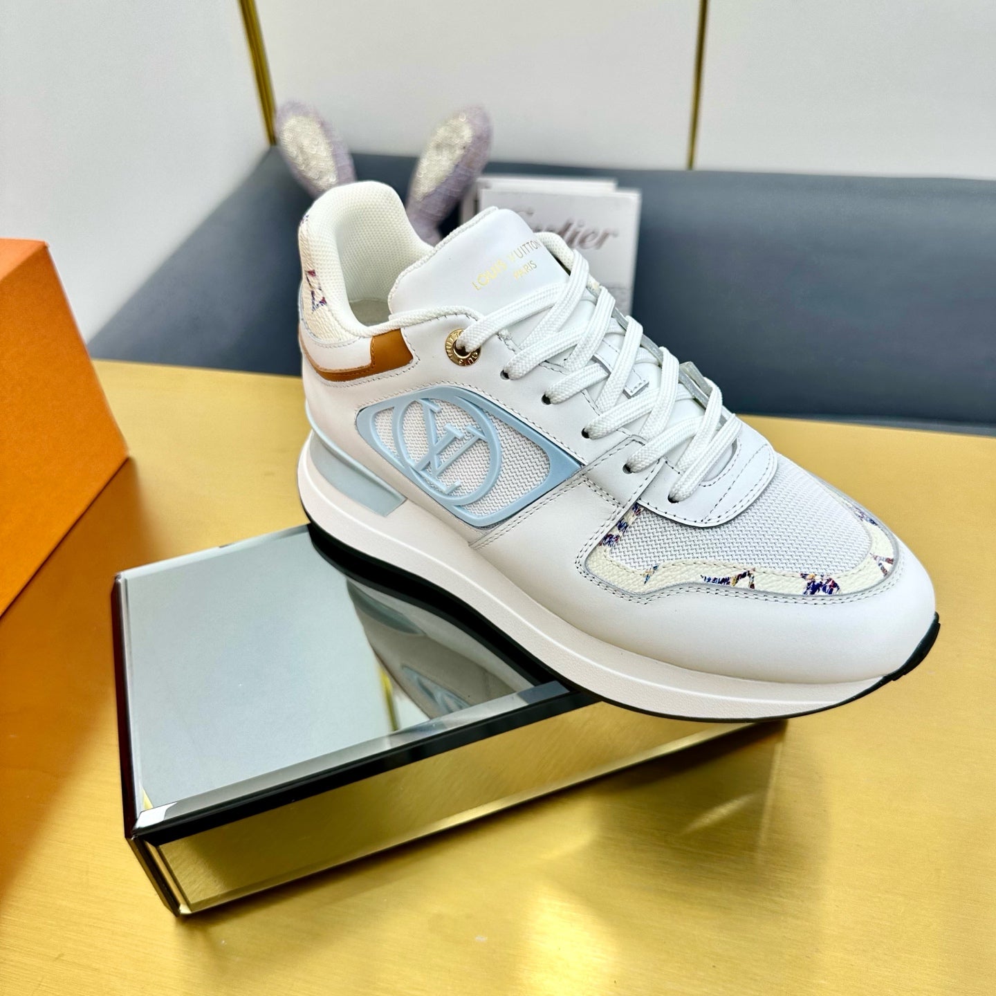 NEO RUN AWAY SNEAKER IN WHITE MIX SKY BLUE CALFSKIN、mysite、Cacoeks