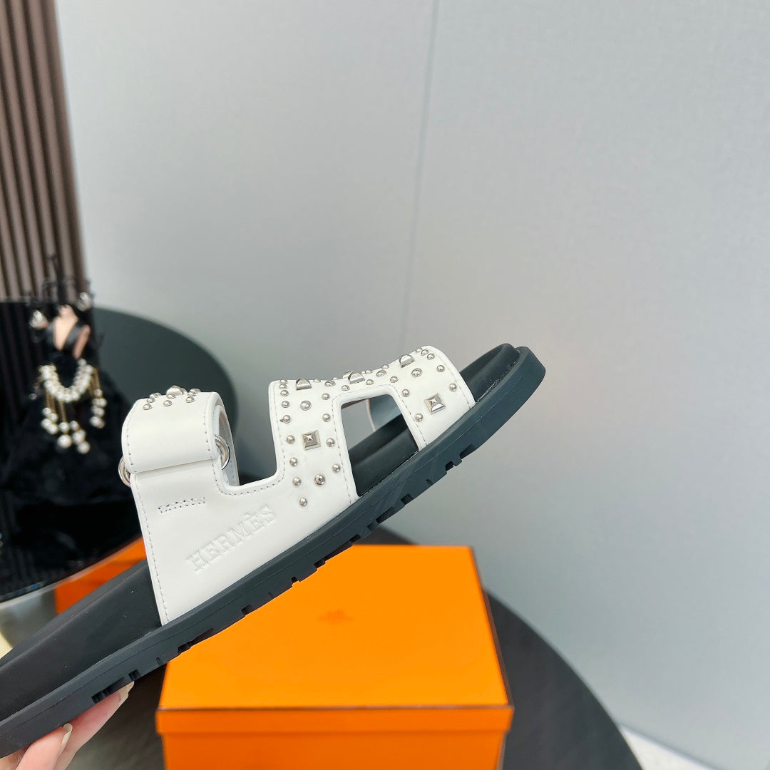 CHYPRE SANDAL WHITE MIX BLACK CALFSKIN SPECIAL、mysite、Cacoeks